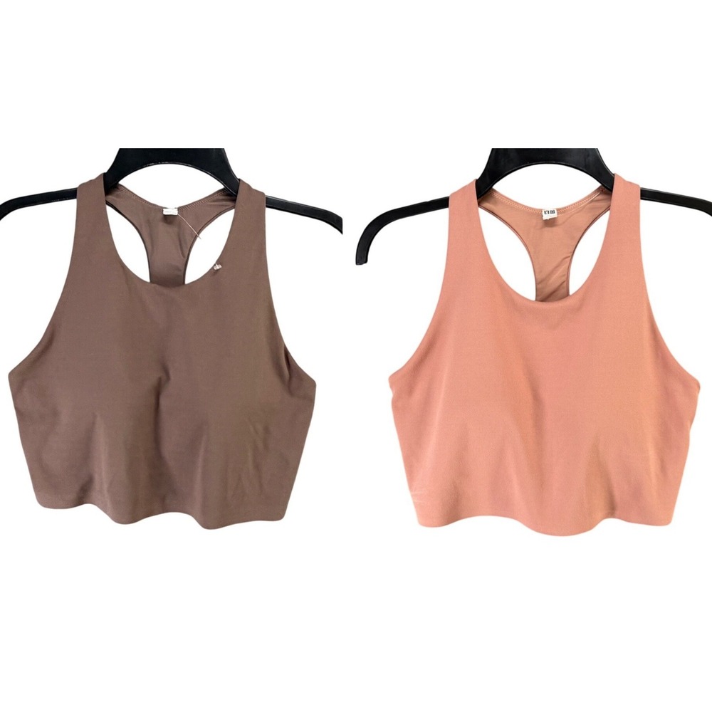 Uniqlo Wireless Active Racer Sports Bras M Brown Mauve Racerback Workout Qty 2